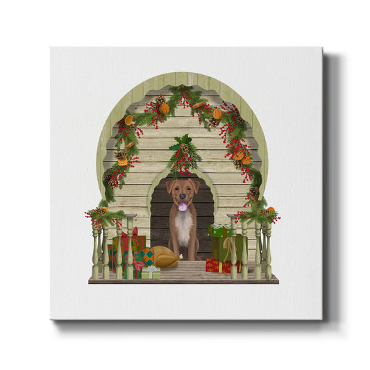 Christmas Des - Christmas Kennel-Premium Gallery Wrapped Canvas - Ready to Hang