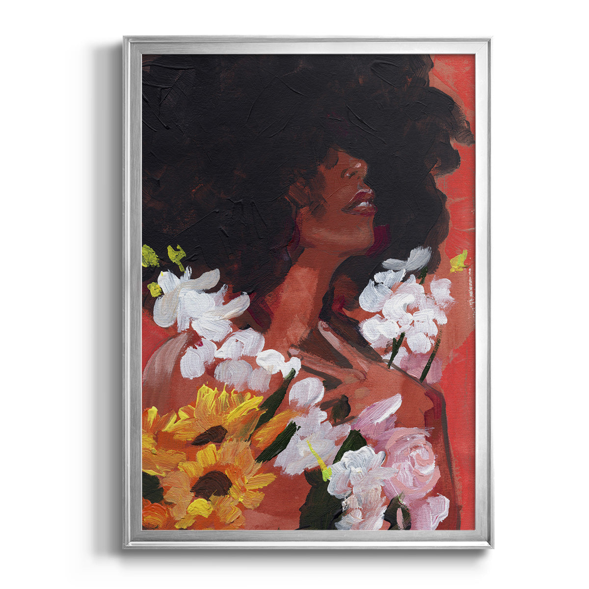 Through the Flowers II - Modern Framed Canvas Print