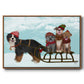 Christmas Mutt Sled - Floater Framed Canvas Print