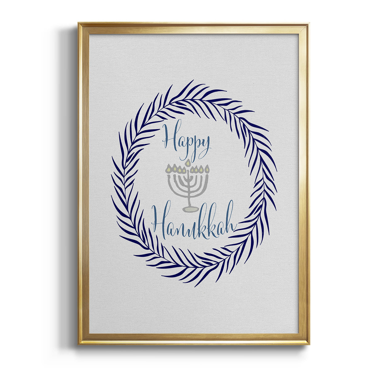 Hanukkah Wreath - Modern Framed Canvas Print