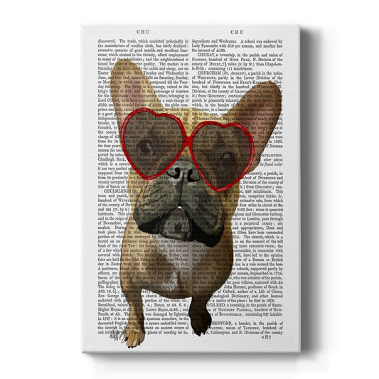 French Bulldog and Heart Glasses - Canvas Art Print