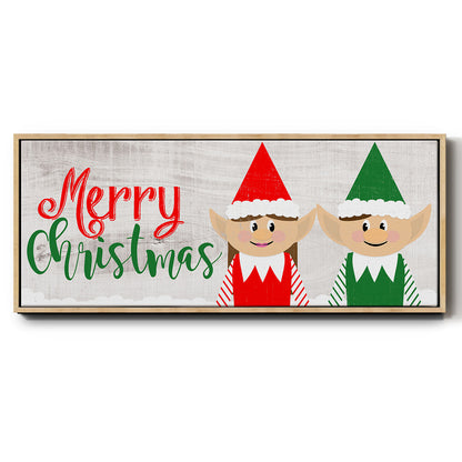 Christmas Elf Couple - Floater Framed Canvas Print
