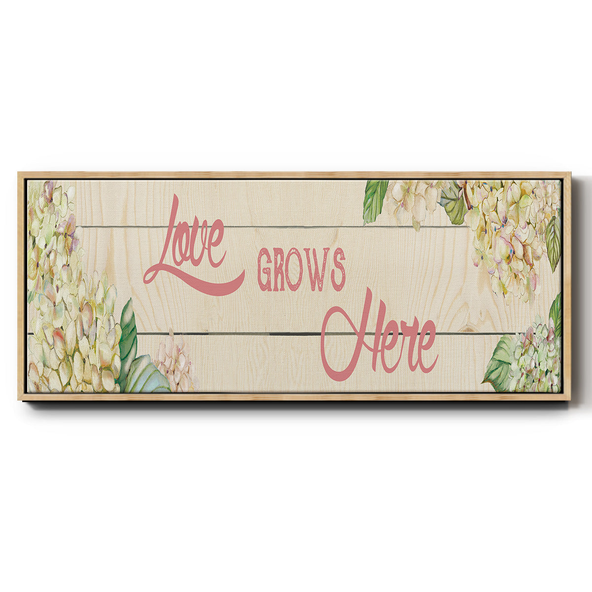 Love Grows Here - Floater Framed Canvas Print