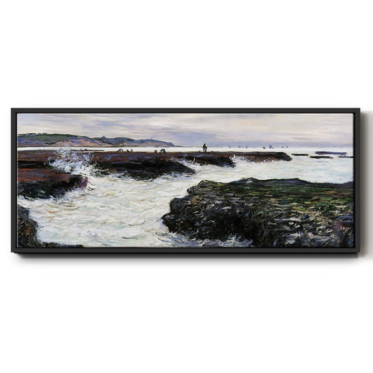 The Rocks at Pourville, Low Tide, 1882 - Floater Framed Canvas Print
