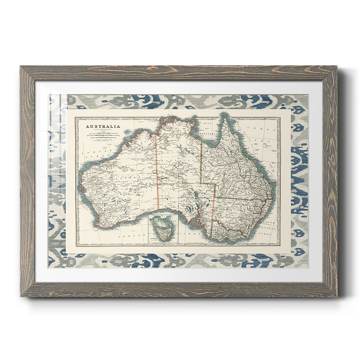 Bordered Map of Australia-Premium Framed Print - Ready to Hang