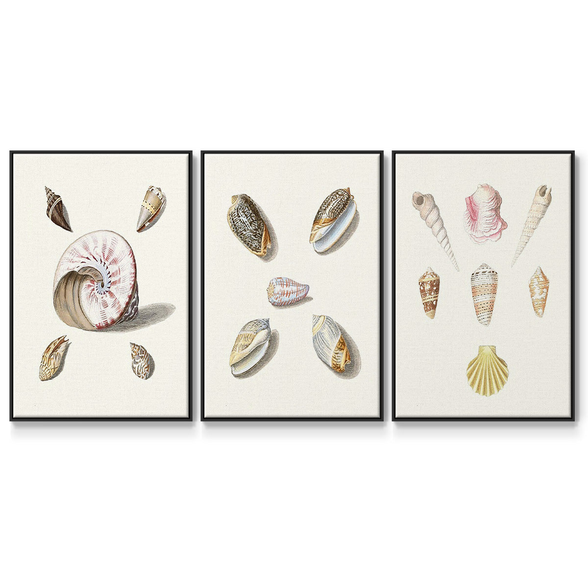 Paper Scene I - Framed Premium Gallery Wrapped Canvas L Frame 3 Piece Set - Ready to Hang