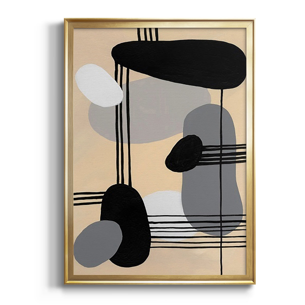 Interconnected Shapes II - Modern Framed Canvas Print