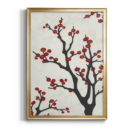 Red Berry Branch II - Modern Framed Canvas Print