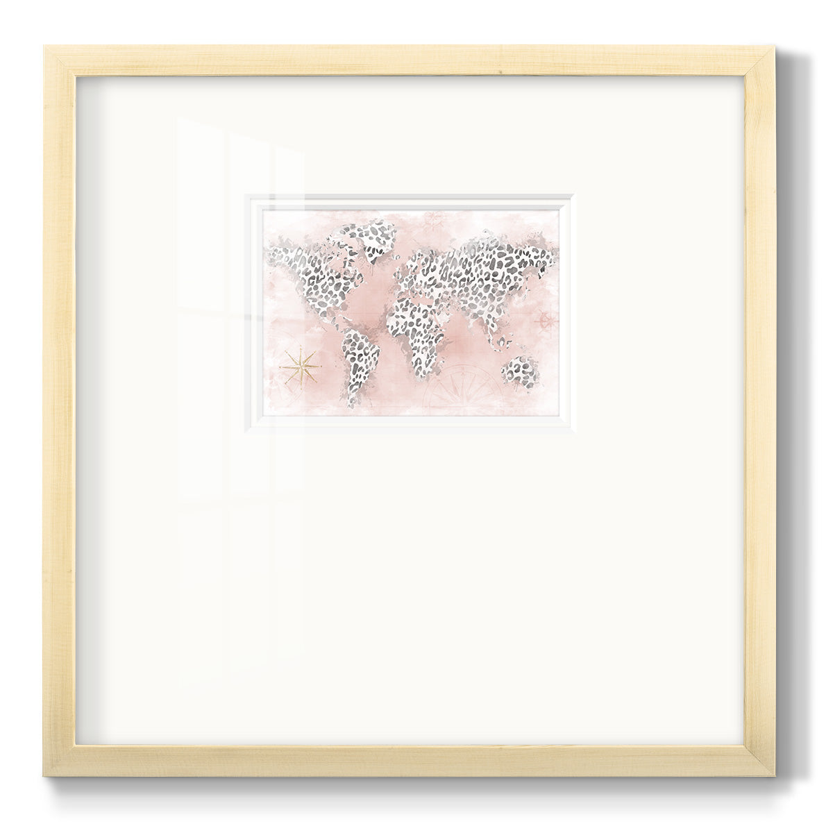 Pink Cheetah Map - Double Matboard Framed Print