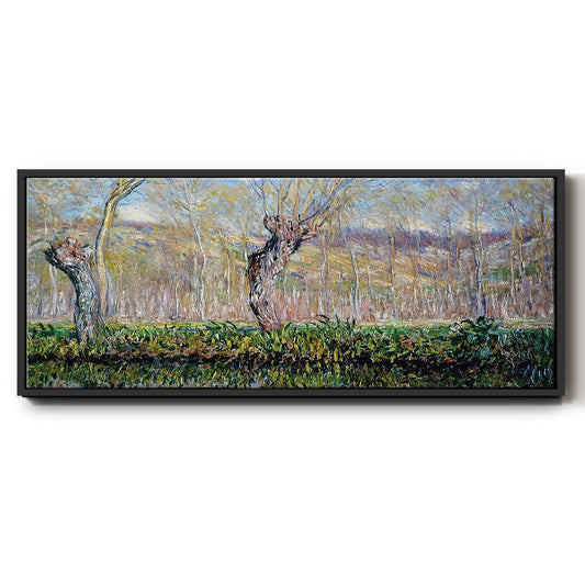 The Banks of the River Epte in Springtime, 1885 - Floater Framed Canvas Print
