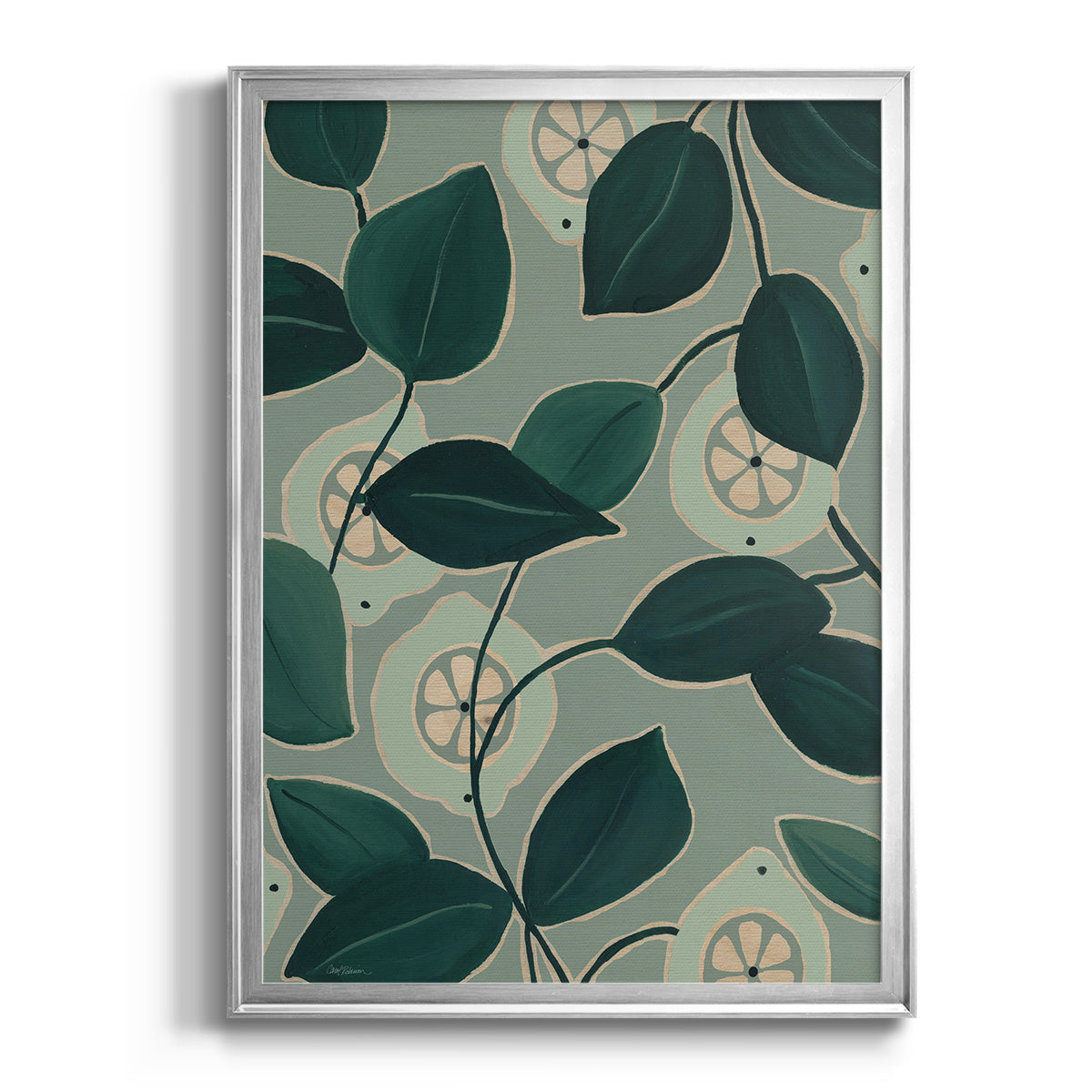 Monochrome Limes - Modern Framed Canvas Print