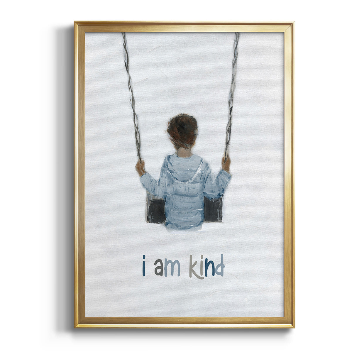 Boy on a Swing - Modern Framed Canvas Print