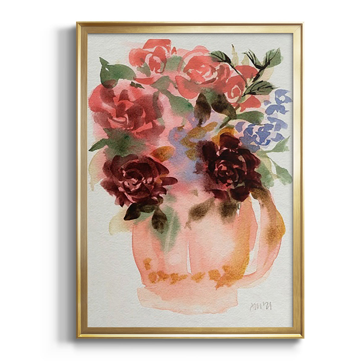 Mauve Bouquet in Teapot I - Modern Framed Canvas Print