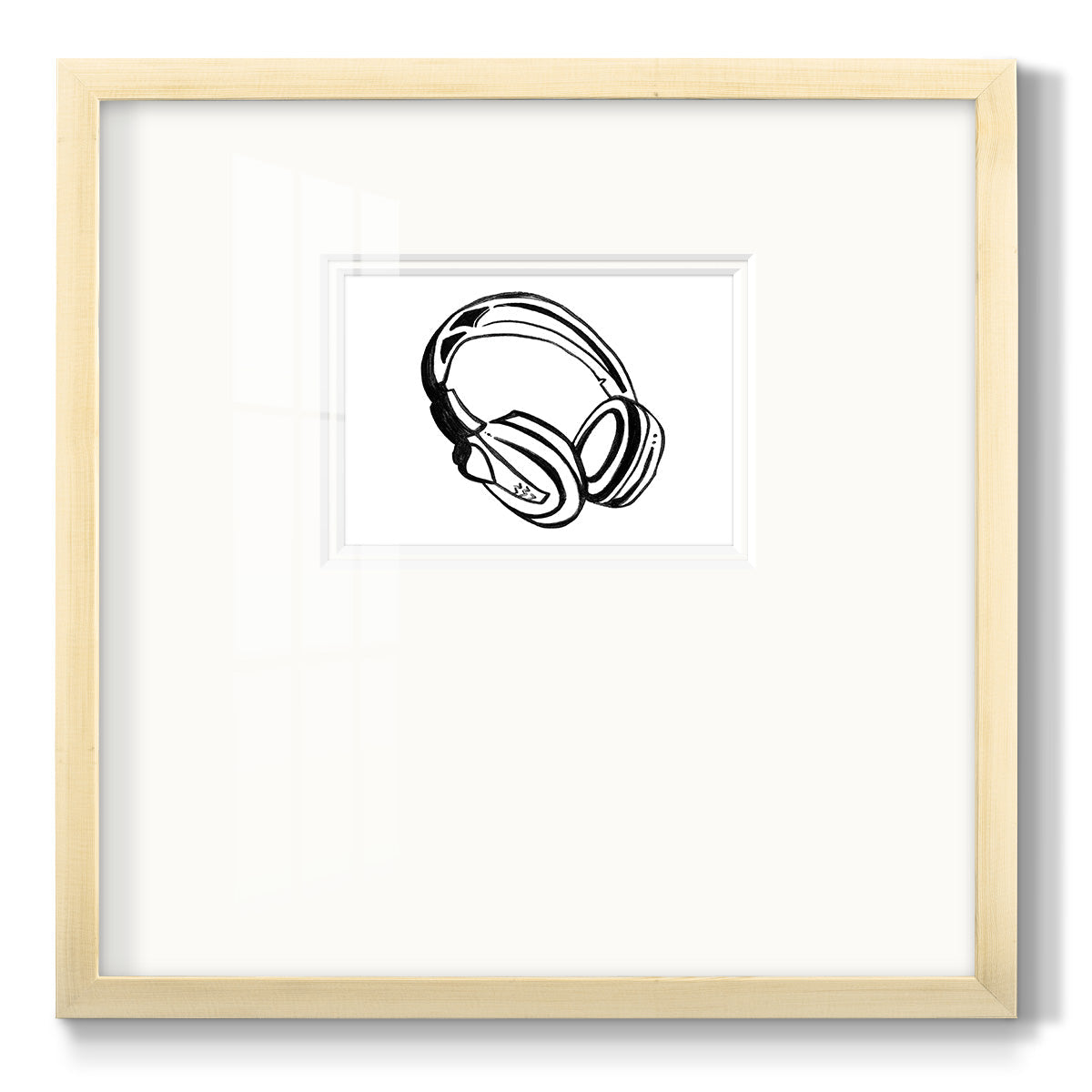 Headphones Sketch - Double Matboard Framed Print