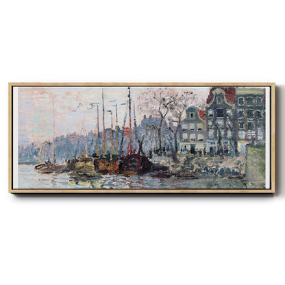 View of the Kromme Waal in Amsterdam - Floater Framed Canvas Print