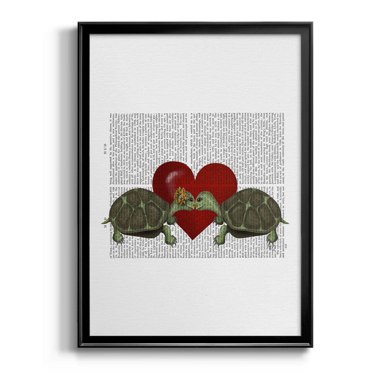 Turtle Kiss - Modern Framed Canvas Print