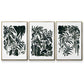 Ink Jungle I - Framed Premium Gallery Wrapped Canvas L Frame 3 Piece Set - Ready to Hang