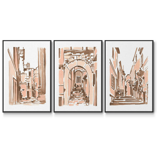 Blush Architecture Study I - Floater Framed Canvas Set