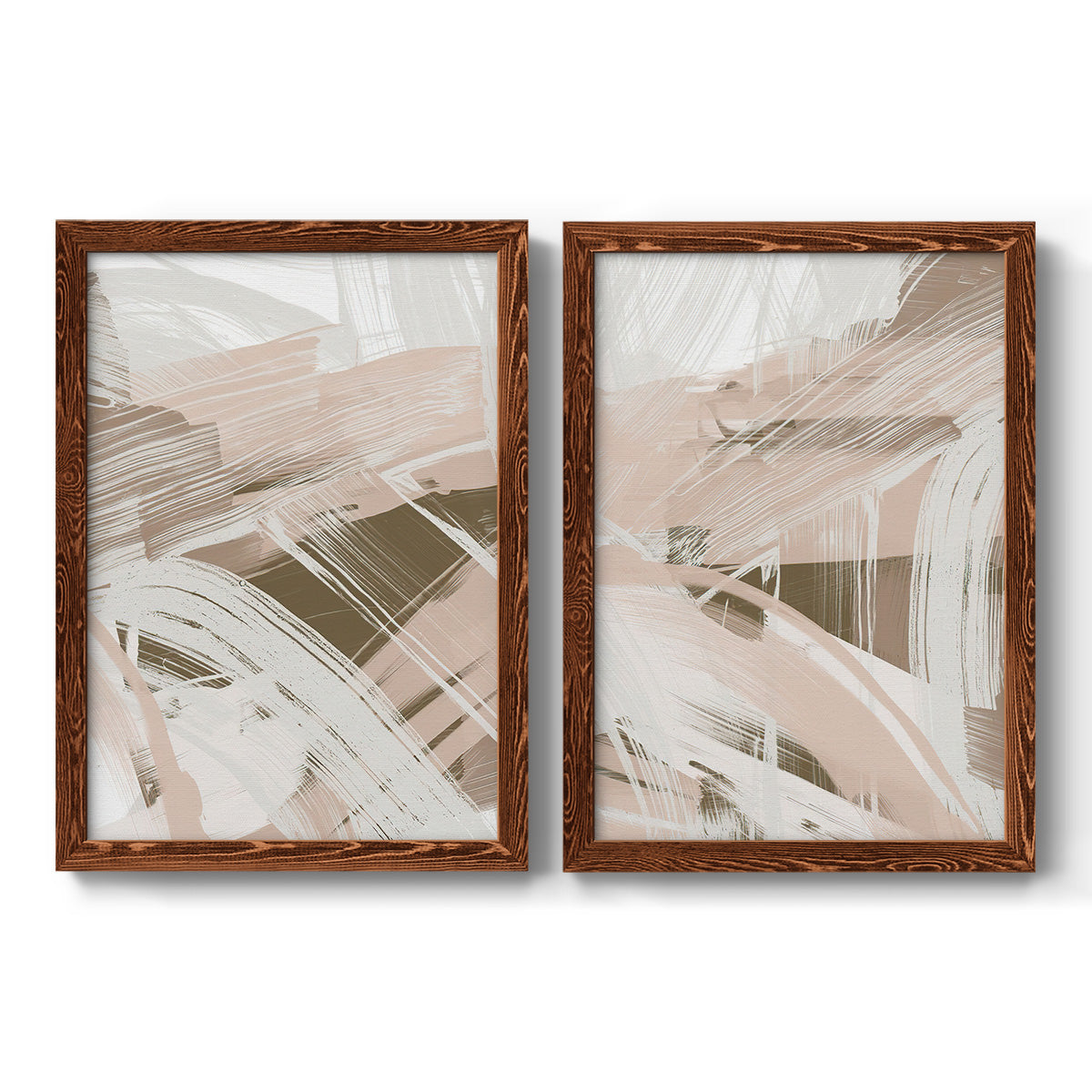 Earthtone Swipe I - Premium Framed Canvas 2 Piece Set - Ready to Hang