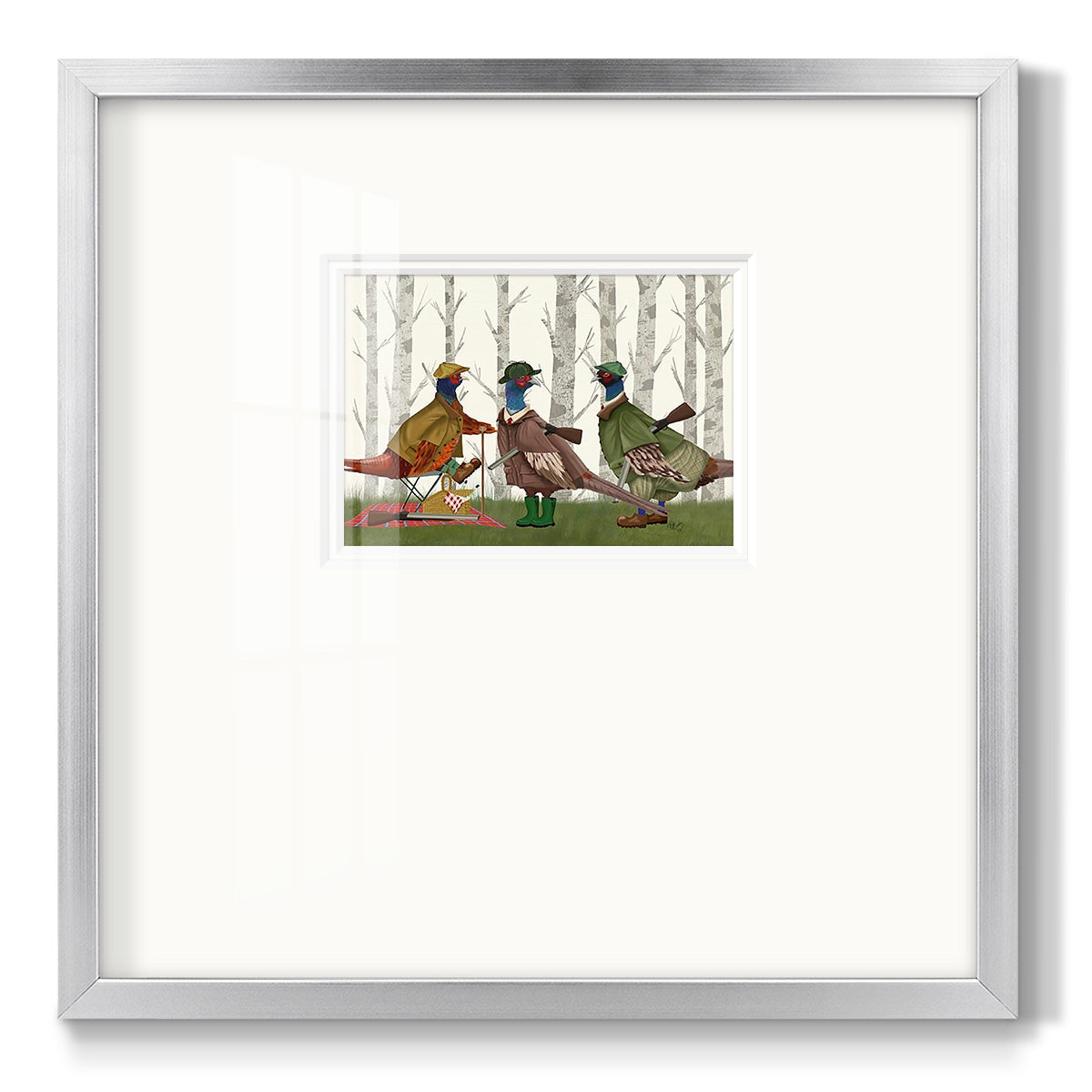 Pheasant Shooting Party Group 1 - Double Matboard Framed Print