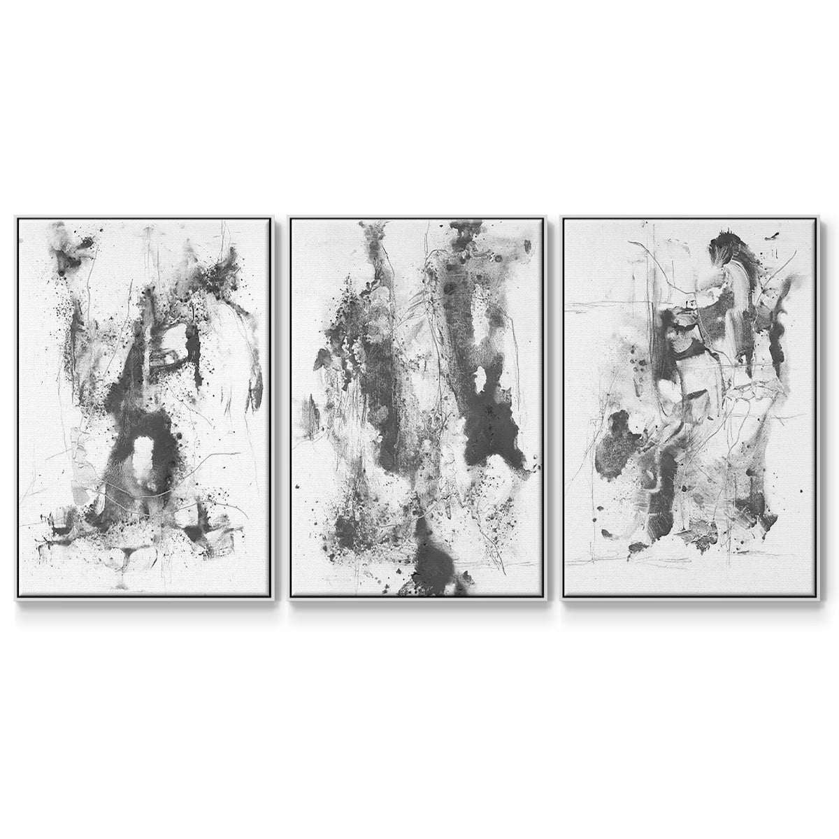 Graphite Abstract I - Floater Framed Canvas Set