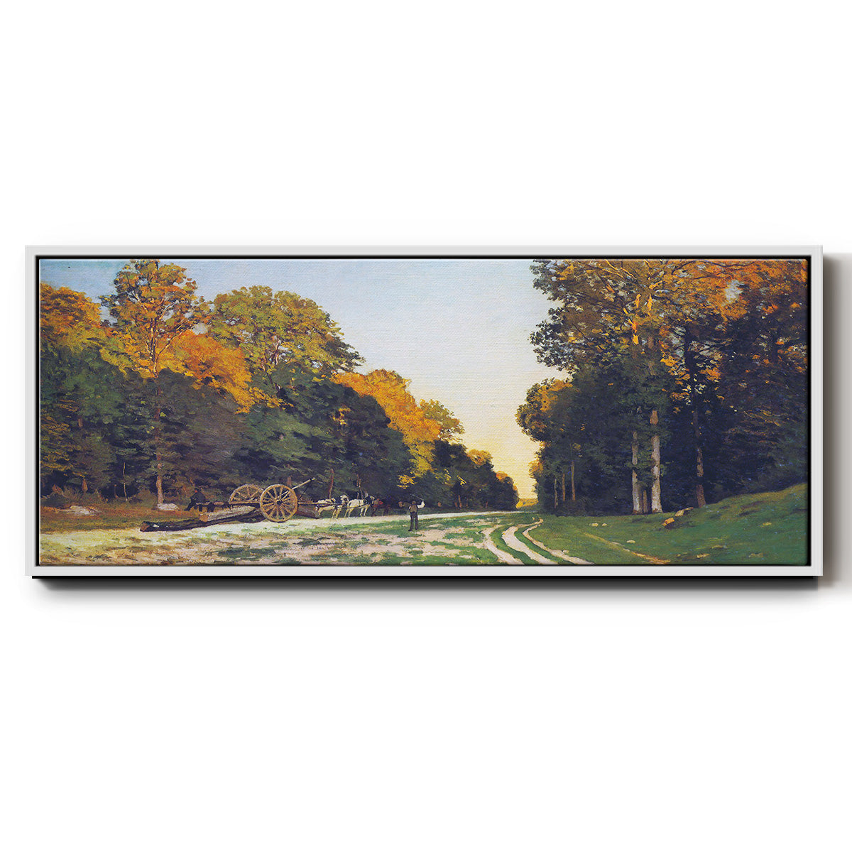 The road from Chailly to Fontainebleau by Monet - Floater Framed Canvas Print