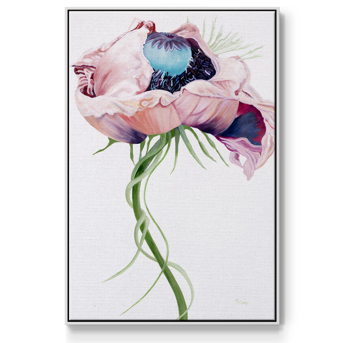 Paris Poppy II - Framed Premium Gallery Wrapped Canvas L Frame - Ready to Hang