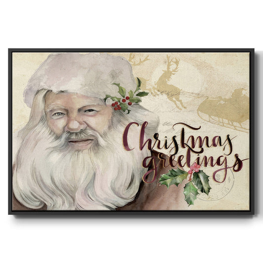 Christmas Greetings Collection A - Framed Gallery Wrapped Canvas in Floating Frame