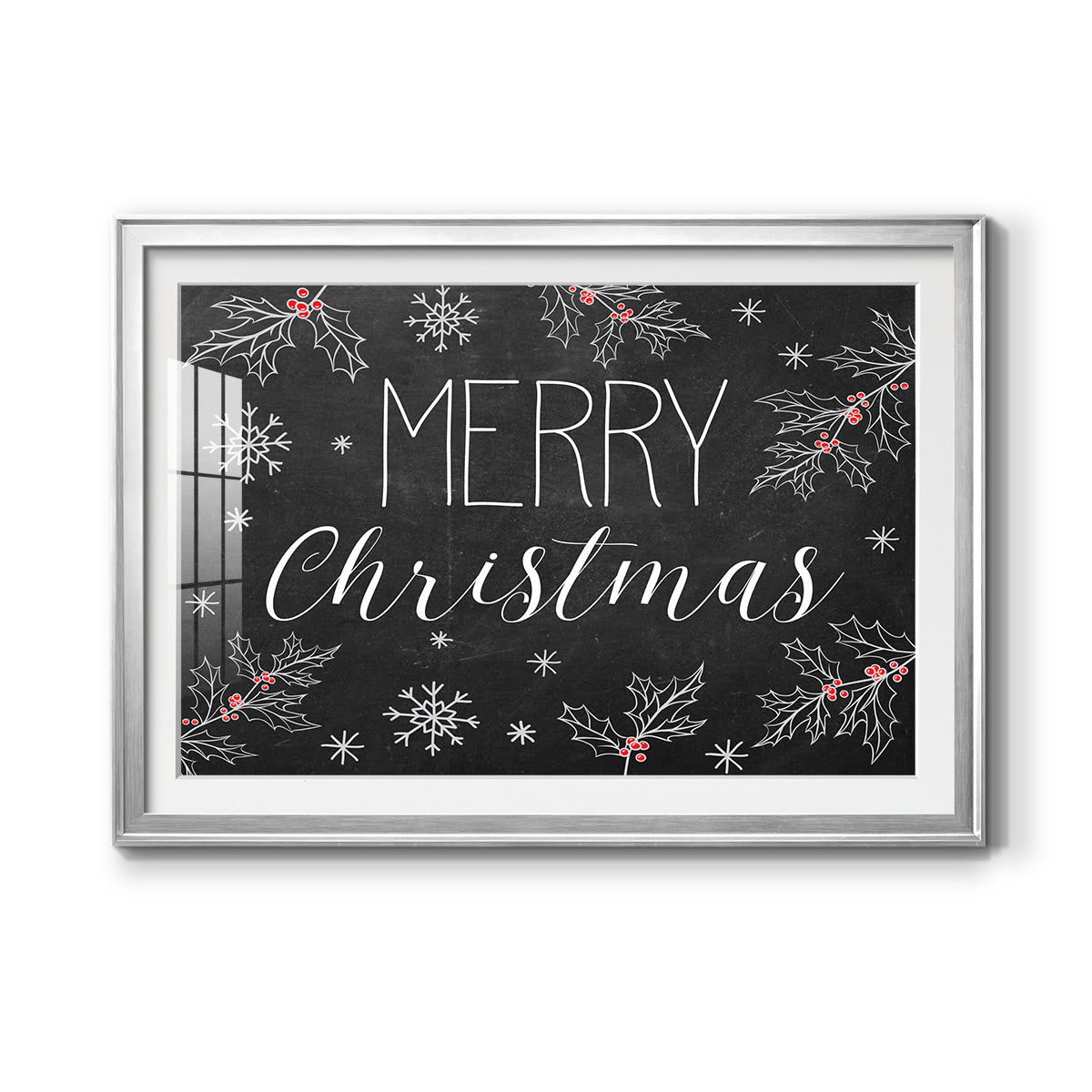 Merry Christmas Chalkboard - Modern Framed Art Print