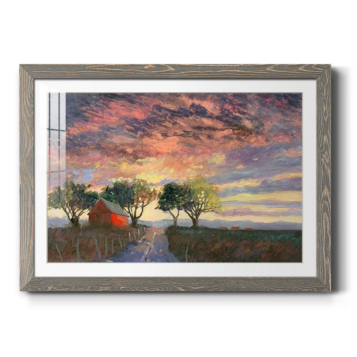 Fire in the Sky - Barnwood Framed Art Print