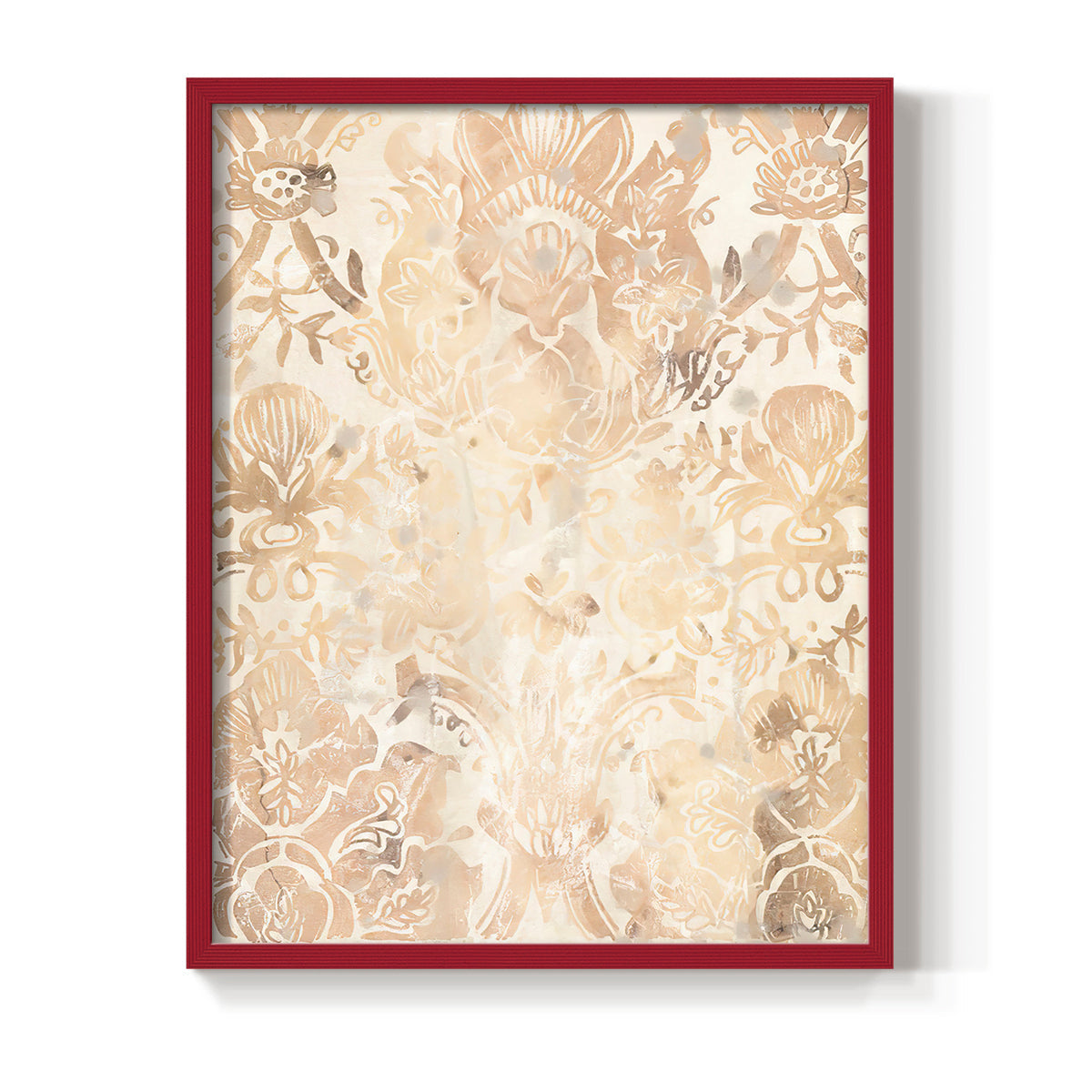 Walnut Damask III - Restickable Framed Art Print