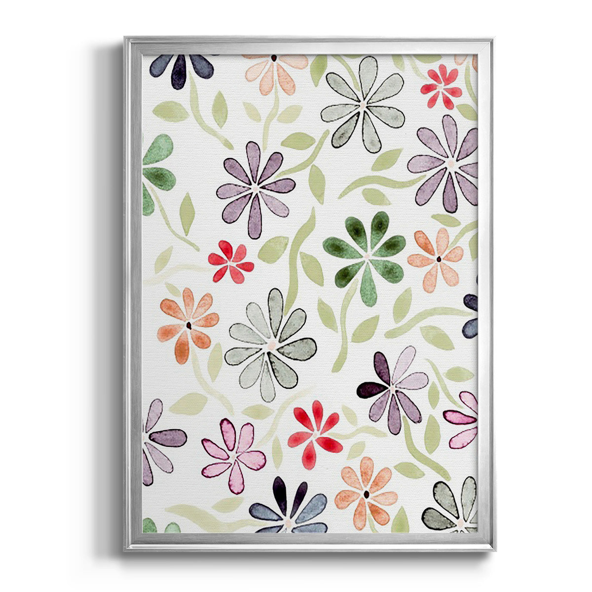 Faded Flowers II - Modern Framed Canvas Print