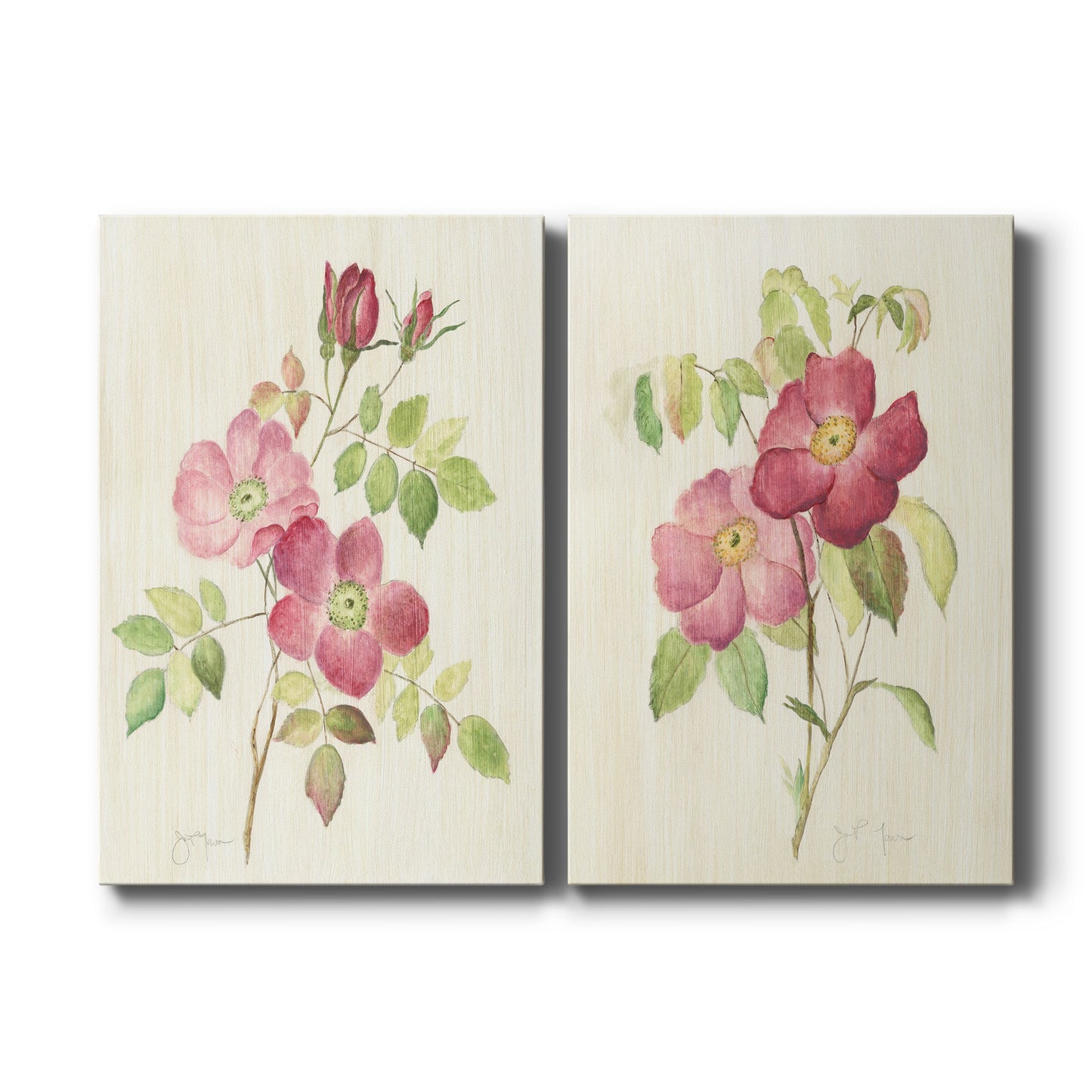 Dusty Rose I Premium Gallery Wrapped Canvas - Ready to Hang - Set of 2 - 8 x 12 Each