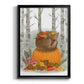 Fox Curled on Pumpkin - Modern Framed Canvas Print