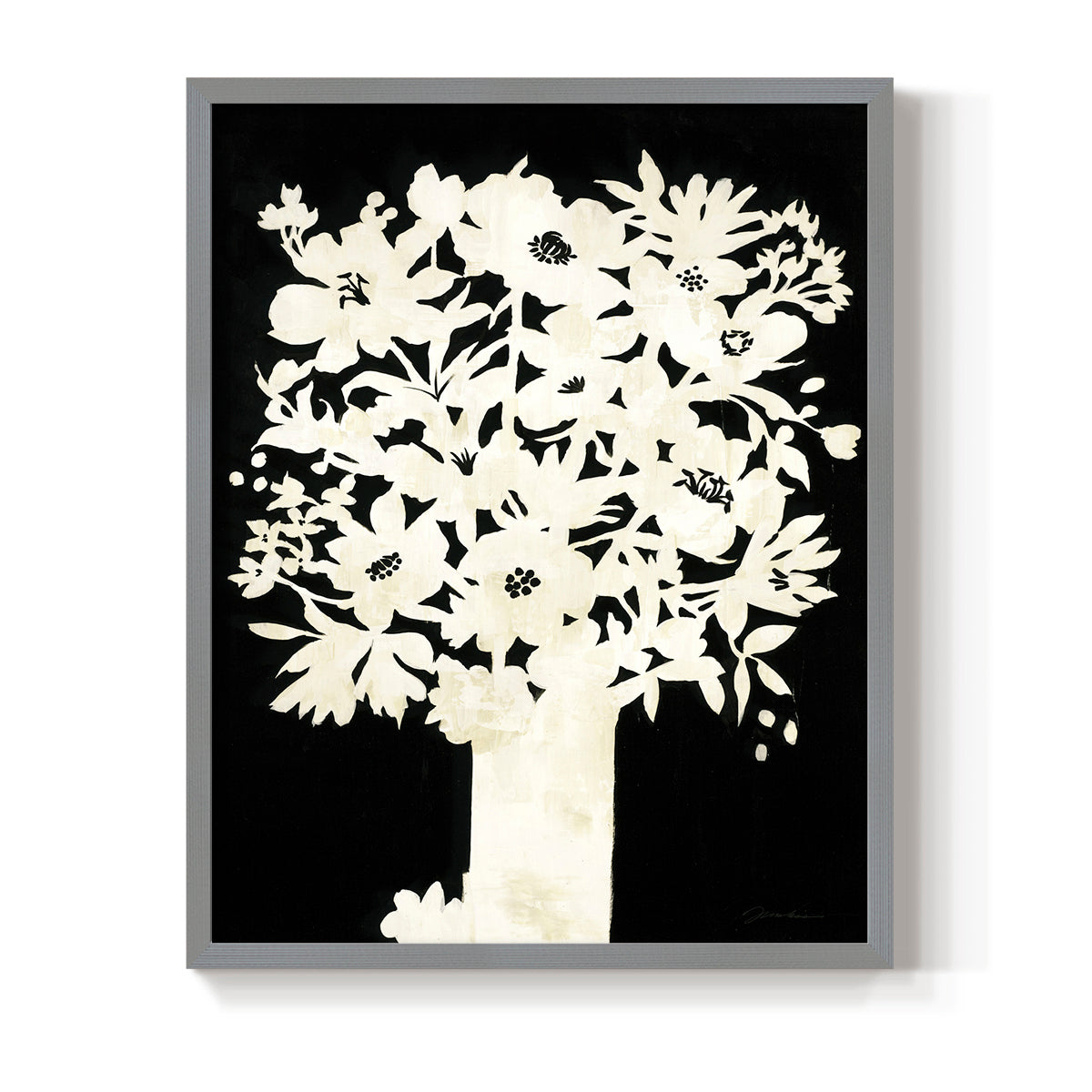 Floral Silhouette - Restickable Framed Art Print