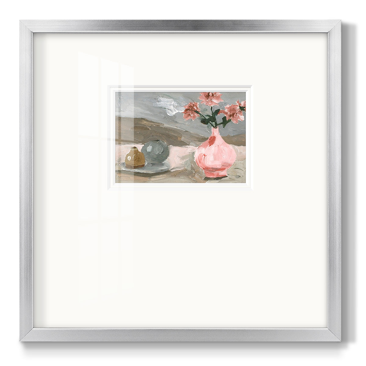 Vase of Pink Flowers VI - Double Matboard Framed Print