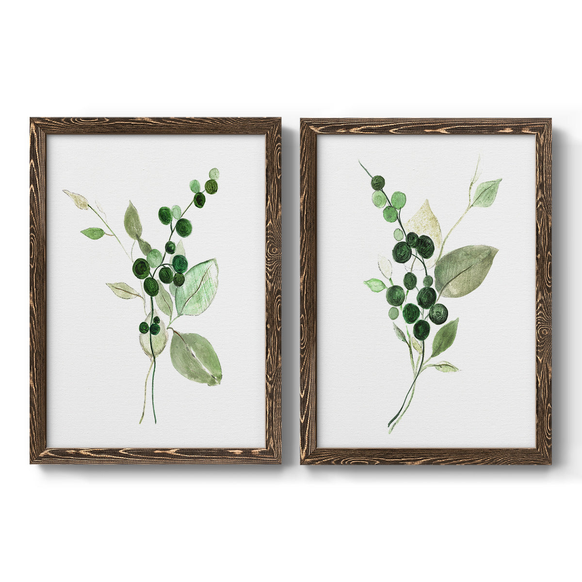 Sprigs in Green I   - Premium Framed Canvas 2 Piece Set - Ready to Hang