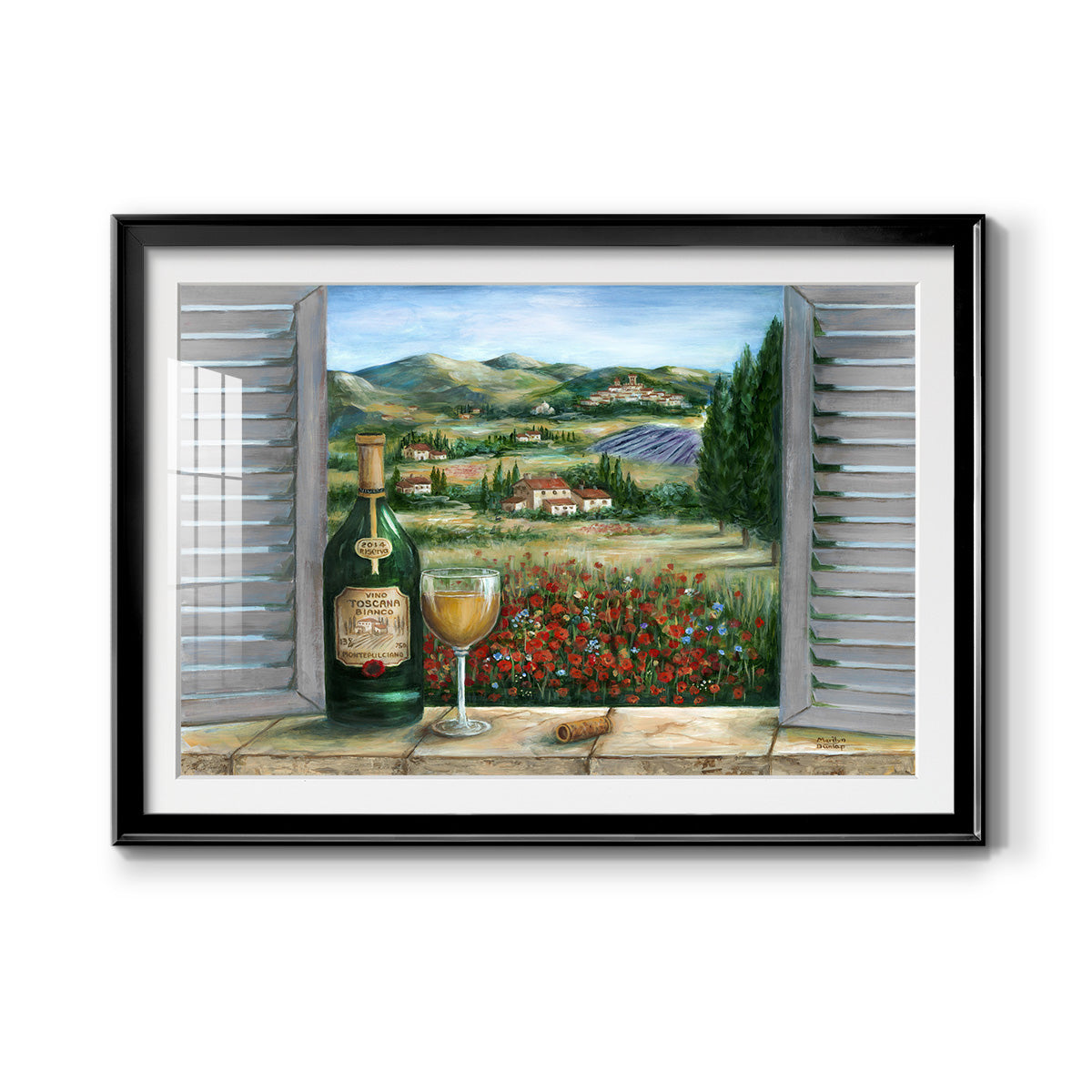 Tuscan White and Poppies Premium Framed Print - Ready to Hang