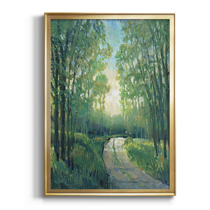 Golden Light Pathways II - Modern Framed Canvas Print