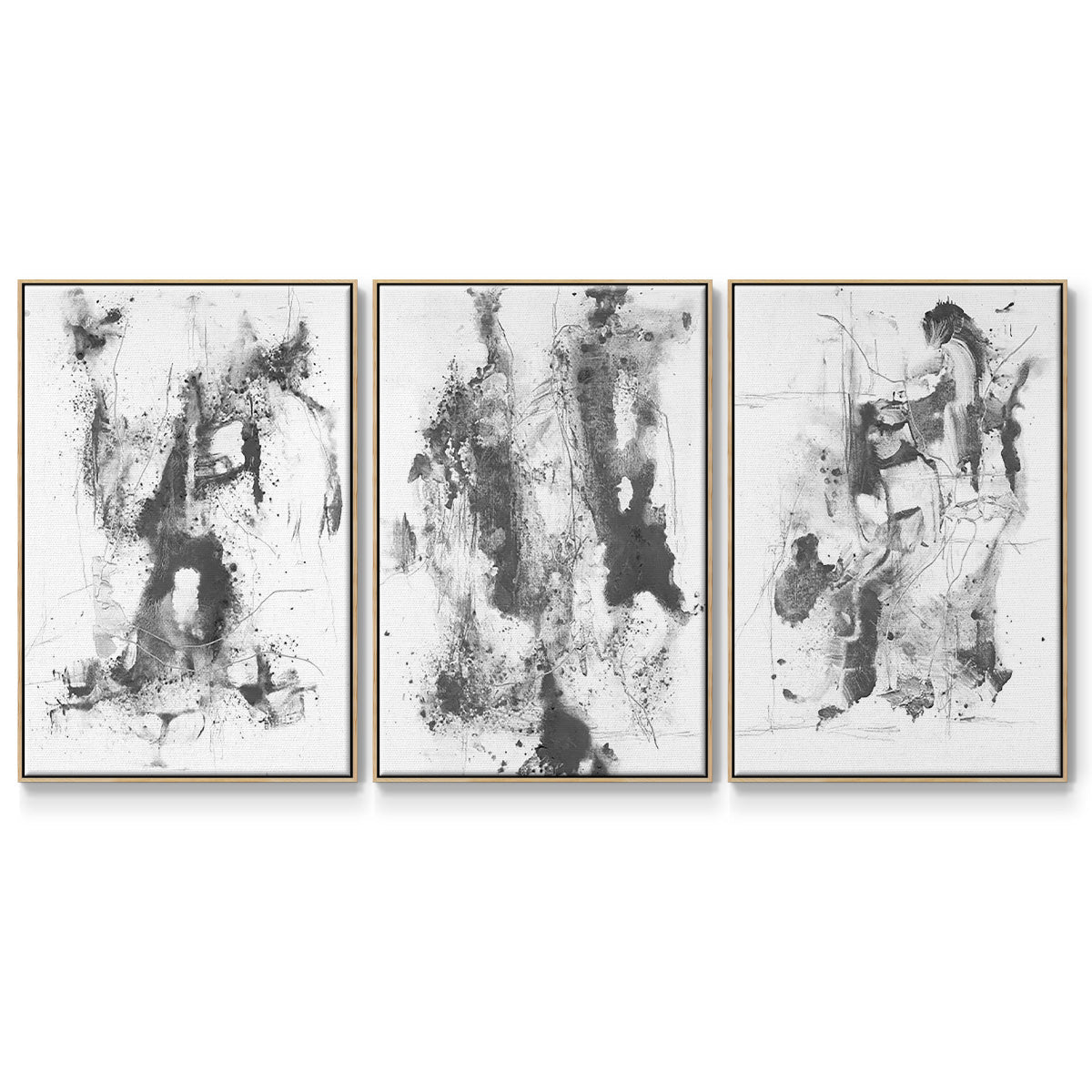 Graphite Abstract I - Floater Framed Canvas Set