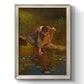 Realist genre painting of figures gathering lilies by Eastman Johnson printed on canvas in an ornate champagne frame with a vertical orientation.