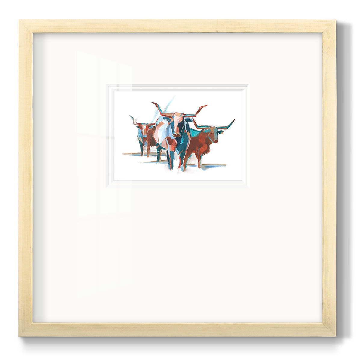 Modern Longhorns I Premium Framed Print Double Matboard