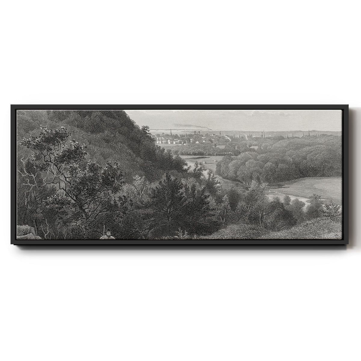 East Rock, New Haven - Floater Framed Canvas Print