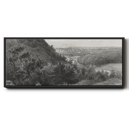 East Rock, New Haven - Floater Framed Canvas Print
