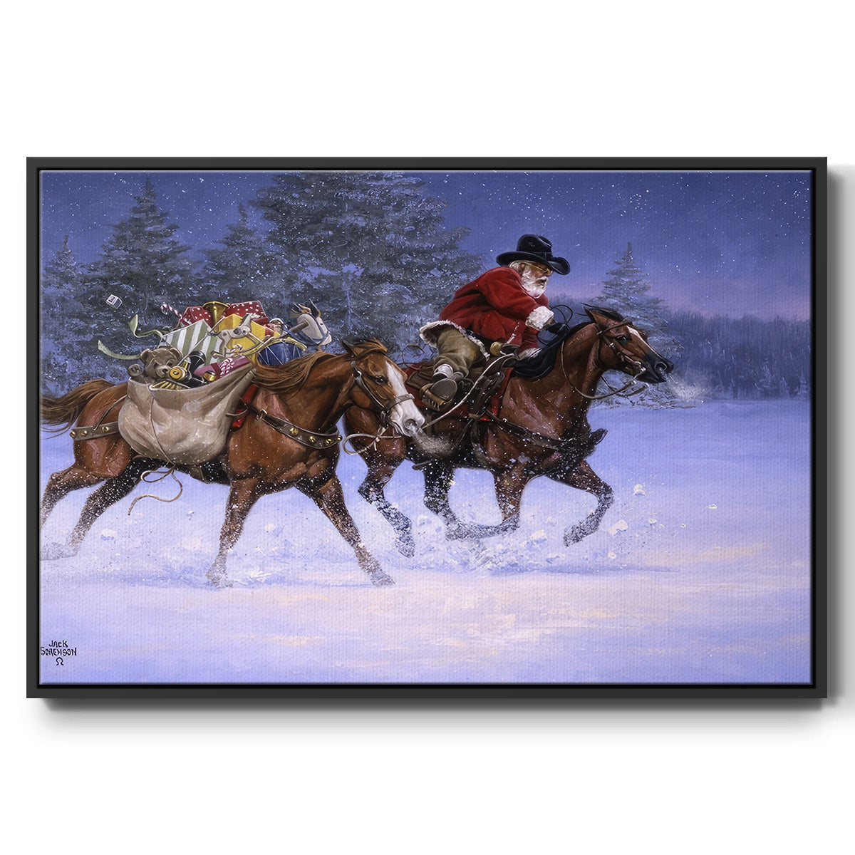 Christmas Rush - Framed Gallery Wrapped Canvas in Floating Frame