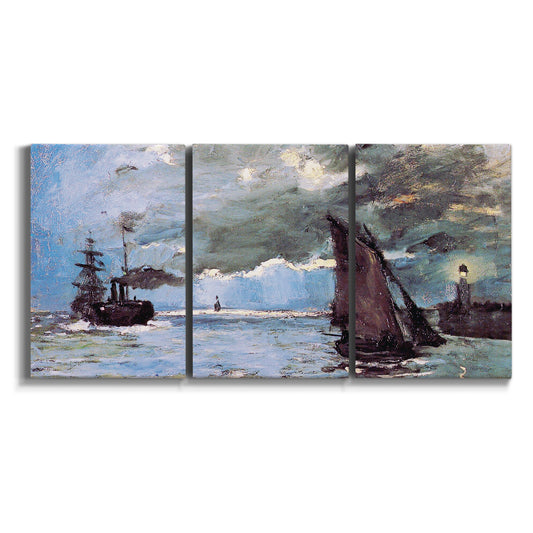 Three-panel canvas wall art featuring sunlight filtering through tall poplars on white background.