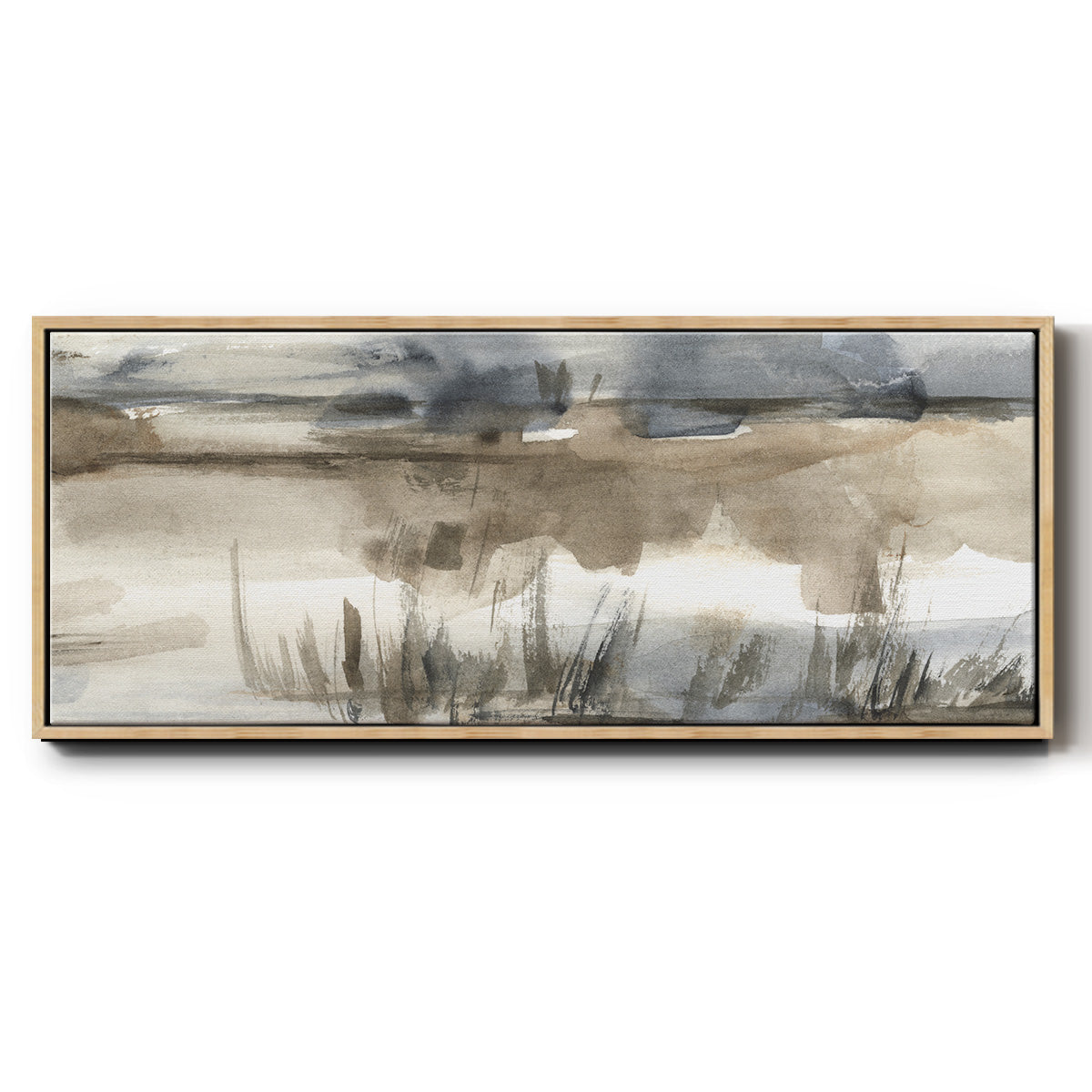 BlueGrey Marsh I - Floater Framed Canvas Print