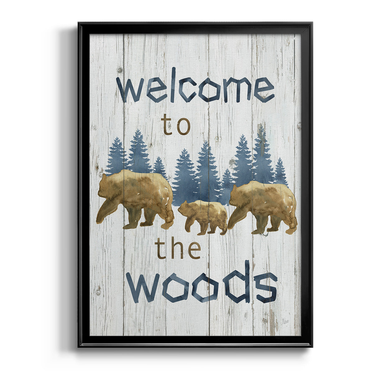 Welcome to the Woods - Modern Framed Canvas Print