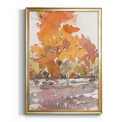 Watercolor Treeline Sketch II - Modern Framed Canvas Print