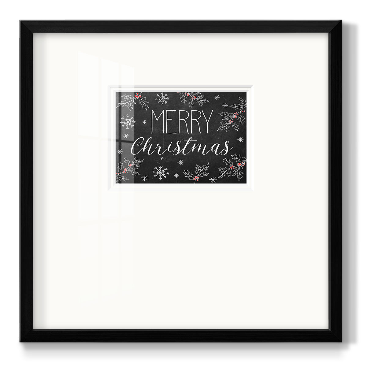 Merry Christmas Chalkboard - Double Matboard Framed Print